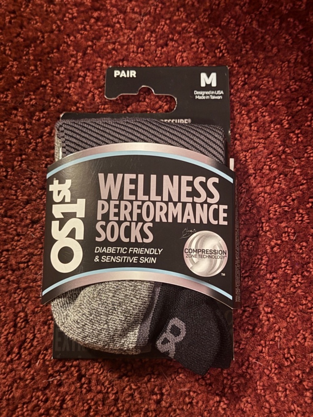 Wellness Performance Men's Socks - Gray & Black (M)